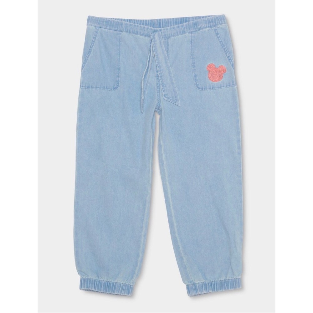 Girl’s cropped light wash Mickey jeans